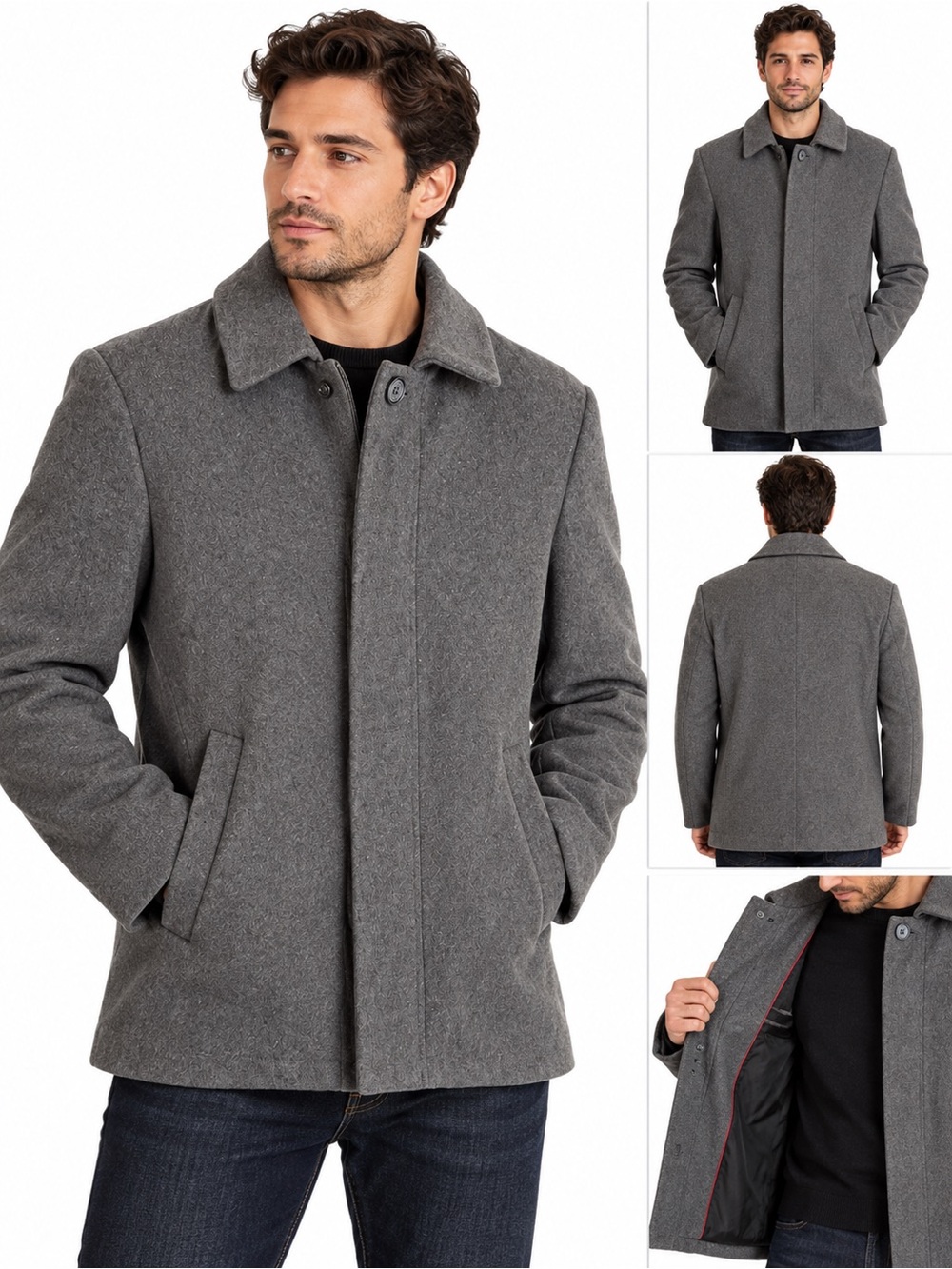 Alpine Swiss Men’s Gray Wool Blend Coat Jacket Size Small S
